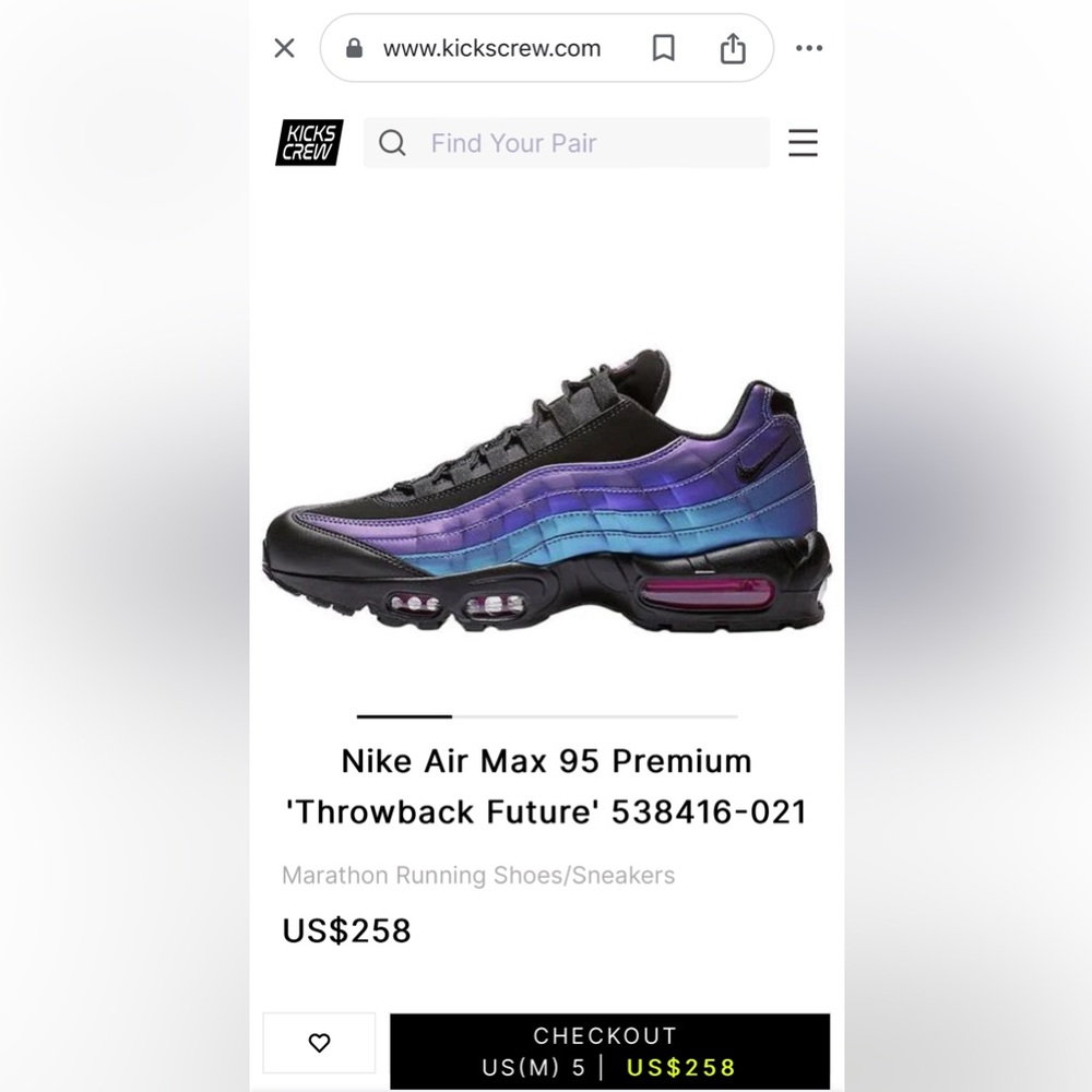 UNISEX NEW AUTHENTIC Nike Air Max 95 Premium Throwback Future